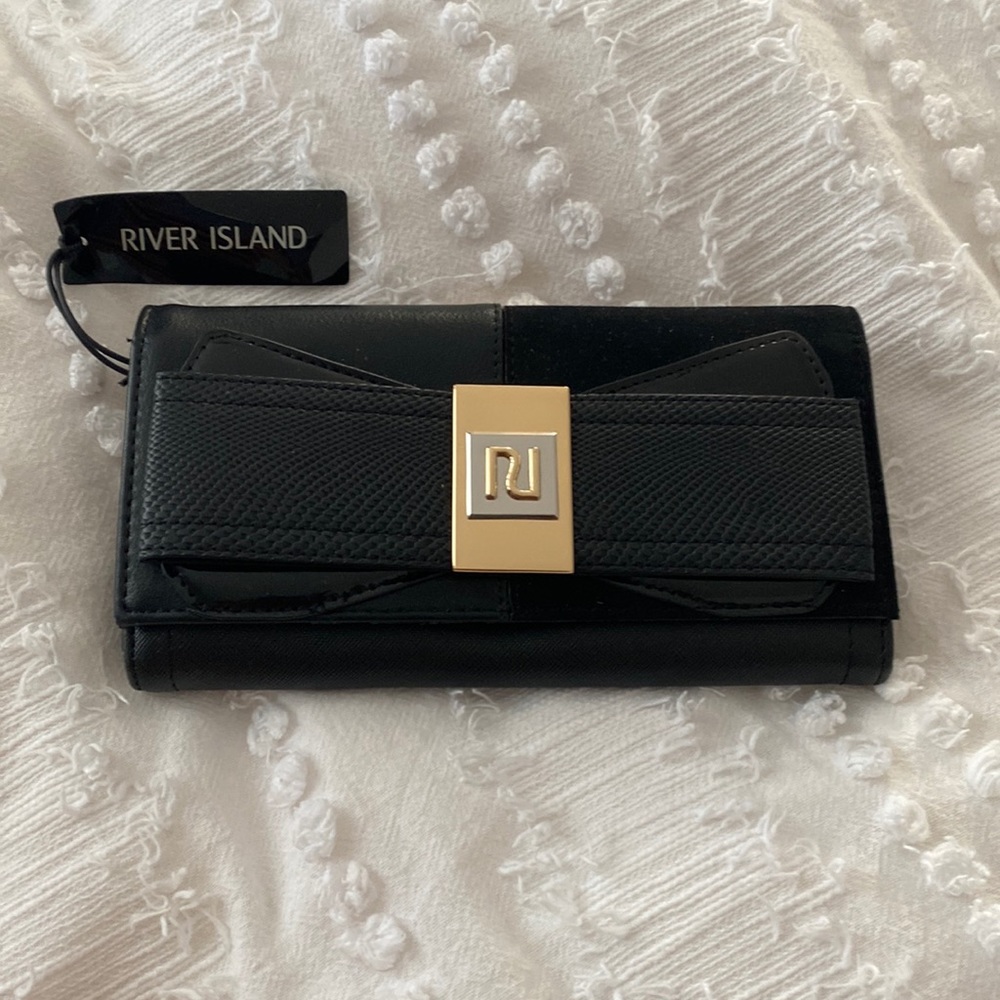 River Island black wallet with gold embellishments